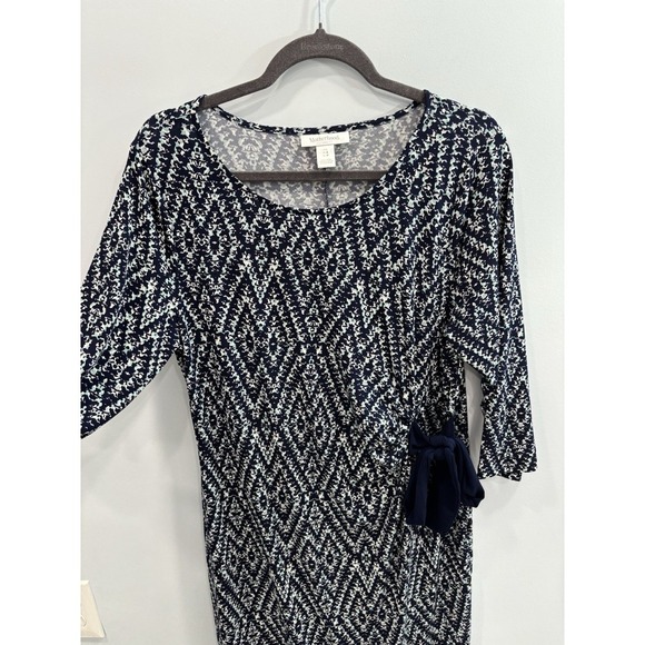 Motherhood Maternity Navy Teal Sheath Dress W/Adjustable Tie Waist Size Large - Picture 5 of 11